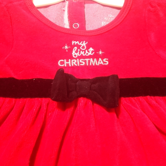 Rudolph Red Nose Reindeer 12 month dress with strip tights 🦌 - Picture 4 of 4